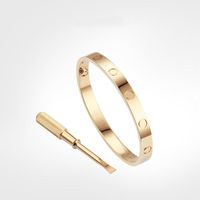 Wholesale 50 off Titanium Bangle Bracelet For Lover Fashion Wedding Bangles Rose Gold Thanksgiving Day Bracelets CZ with box size