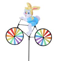 Wholesale Cute D Animal on Bike Windmill Whirligig Garden Lawn Yard Decor Wind Spinner H1009