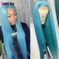 Wholesale Long Blue Colored full Wig With Baby Hair For Women Pre Plucked pink orange green Brazilian none Lace Front Wig