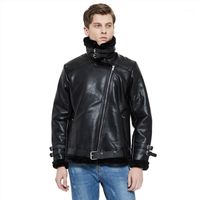 Wholesale Russian Winter Coat Male Veste Vintage Faux Suede Wool Fur PU Leather Jacket Men Fleece Windbreaker Streetwear Motor Jackets Men s