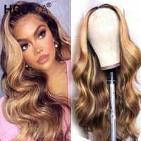 Wholesale Lace Wigs Highlight Wig Brazilian Remy Human Hair Middle Part Body Wave Front Pre Plucked x1 Colored