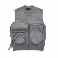 Wholesale Men s Vests Autumn And Winter Tide Brand Wool Knitted Multi Pocket Personalized Tactical Vest Zipper Sleeveless Fashion Vests