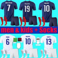 Wholesale 2021 men kids GRIEZMANN MBAPPE soccer jerseys FRAnce BENZEMA child kits POGBA THAUVIN Football shirts PAVARD KANTE adult boys Full set Socks Uniform