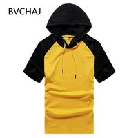 Wholesale Summer Men s Hooded Short Sleeve T Shirt Sportswear Contrasting Colors Jogging Hoodie Casual Pullover And Women s Clothing T Shirts