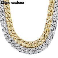 Wholesale Davieslee Mens Womens Necklace Chain White Gold Filled Paved Clear Rhinestones Iced Out Curb Link mm LGN432 Chains