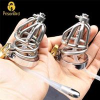 Wholesale CHASTE BIRD New Stainless Steel Small Male Metal Cage Chastity Device Penis Belt With Ring Adult Sex Toys BDSM A308