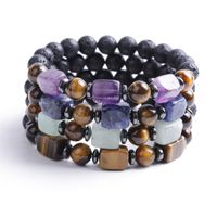 Wholesale Healing Jewelry Natural Stone Bracelets Square Rock Quartz Black Lava Tiger Eye Amethysts Purple Crystal For Women Men Beaded Strands