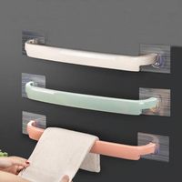 Wholesale Towel Racks Plastic Self adhesive Holder Wall Free Punch Hanger Bathroom Bar Shelf Roll Rack Hanging Bracket Fixture