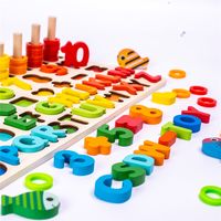 Wholesale FREE By Sea Educational Toys for Toddler Wooden Number Blocks Math Counting Shape Sorter Magne Puzzle Rainbow Board Jigsaw Toys YT199505