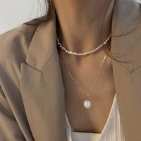 Wholesale 2021New Vintage Irregular Pearl Jewelry Gold Plated Chunky Link Chain Layered Necklaces for Women Ladies Pearl Necklace