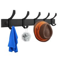 Wholesale Hooks Rails Wall Mounted Coat Rack Heavy Duty Aluminum Hook Moveable Double Hanger For Clothes Hats Kitchen Bathroom Towel