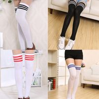 Wholesale Socks Katoon Girls Streep Color Long Knees High Socks Jk Uniforms Sport for Girls Black and White