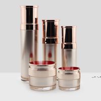 Wholesale newAcrylic cosmetic jars pump bottles with rose gold cap g g ml ml ml ml body lotion lip balm cream containers EWB5781