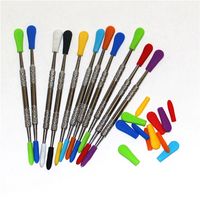Wholesale 120mm wax carving tool with silicone tips smoking metal dabber tools glass bubble carb caps ash catchers silicon nectar