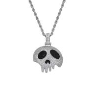 Wholesale Men Skull Icy Charm Zircon Diamond Zirconia Pendant Chain Necklace For Hip Hop Jewelry