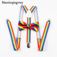 Wholesale Suspenders Mantieqingway Elastic Candy Color Striped Braces Men For Women Jeans Pants Clip on Y back