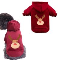 Wholesale Dog Apparel Hoodie Christmas Outfit Winter Warm Puppy Clothes Fleece Sweatshirt Xmas Reindeer Pattern Pet Apparel For Small Dogs Or Cats Red Coat HH21