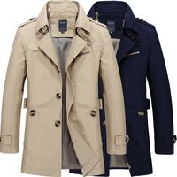 Wholesale Men s Trench Coats Male Pure Color Pure Cotton Long Jackets Fashion Men Upscale Winter Slim Fit Casual Coat