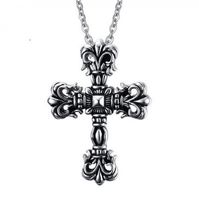 Wholesale Charms Men s Necklace Pendant European And American Punk Hip Hop Style Titanium Steel Flame Cross Trendsetter Jewelry