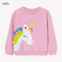 Wholesale Little maven Baby Girl Clothes Toddler Autumn Cotton Christmas Animal Applique Sweatshirt Pink Unicorn Sweater for Kid Years