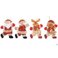 Wholesale 2021 New Christmas tree accessories small doll dancing old man snowman deer bear cloth art puppet hanging pendant gift HWD11478