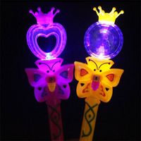 Wholesale Novelty Kids Light Flashing Princess Fairy Magic Wand Sticks Girls Party Favor Cheer Supplies KKB7006