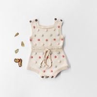 Wholesale Toddler Baby Girls Rompers INS New Autumn Infant Polka Dots Knitting Jacquard Vest Jumpsuit Kids Girls Sweater Bodysuit Babies Oneise K2