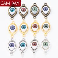 Wholesale 15 MM Antique Silver Plated Connectors Zinc Alloy and Acrylic Eyes Bracelet Charms Metal Jewels Making Handmade Crafts Jewelry Findings