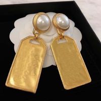 Wholesale 2021 special stud earring with Square shape and white pearl design drop charm jewelry gift for women wedding have box stamp PS4060