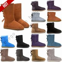 Wholesale 2022 With Box Designer womens boots fur satin ankle booties furry Bow Fluffy australia winter warm slippers women classic snow boot australianBowtie lady shoes