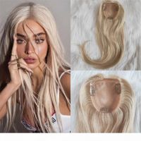 Wholesale Blonde Hair Topper Virgin European Human Hair x11cm Mono Base color Clip in Hair Pieces Density Toupee for Women