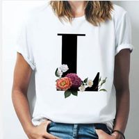 Wholesale Women s T shirt letters flower combination from a to Z informal short sleeve shirt in Korean style direct delivery