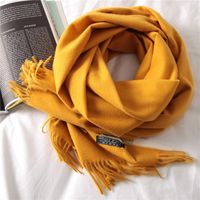 Wholesale Scarves Solid Color Cashmere Scarf Tassel Thickened Warm Ladies Ever changing Shawl Dual use Factory