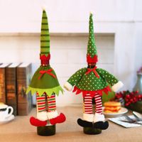 Wholesale Christmas Red Wine Bottle Cover Xmas Decor Polka Dot Stripe Wine Bottle Bags For Home Party Decorations Supplies w