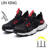 Wholesale Boots LIN KING Men s Work Safety With Steel Toe Cap Breathable Anti Piercing Outdoor Working Sneakers Light Weight Ankle