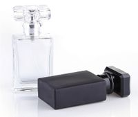 Wholesale Factory ml oz Clear Black Perfume Bottle empty Portable Square Empty Glass Atomizer Bottles with Spray Applicator