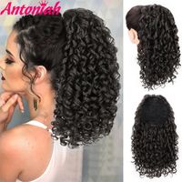 Wholesale Synthetic Wigs Kinky Curly Drawstring Ponytail HairPiece Hair Clip In For Black Women Inch