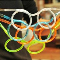 Wholesale 1pcs Funny Soft Plastic Glasses Straw Unique Flexible Drinking Tube Kids Party Bar Accessories Beer Colorful Homebrew Kawaii Straws