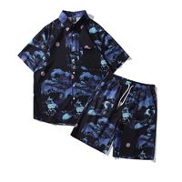 Wholesale Men s Tracksuits Men Outfit Set Hawaiian Short sleeved Suit Loose Casual Summer Beach Seaside Vacation Couple Flower Shirt