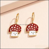 Wholesale Charm Earrings Jewelry Funny Cartoon Mushroom Japan And South Korea Lovely Girl Autumn Winter Sweet Temperament Oil Ear Buckle Drop Delivery