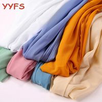 Wholesale Scarves Bubble Chiffon Luxurious Scarf Women Shawls Solid Colors Satin Hijab Muslim Long Scarves scarf Female Moda Color