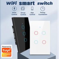 Wholesale Smart Home Control Tuya WiFi Light Switch Luxuray Glass Panel US Standard Touch Sensor Wall Voice Work With Alexa Google