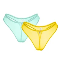 Wholesale Women s Panties Ladies Sexy Thong Large Size Mesh See Through Lingerie Woman Mint Green Lemon Yellow Bikini Underwear CYHWR