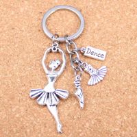 Wholesale 20pcs New Fashion DIY Keychain ballet dancer Pendants Men Jewelry Car Key Chain Souvenir For Gift H0924