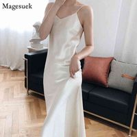 Wholesale Backless Sexy Satin Slip Dress Women Summer Solid V Neck Evening Party es Woman Robe Femme Casual Ladies Prom