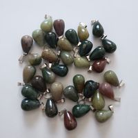 Wholesale Natural Indian Agate Stone Water Drop Charms Pendants for DIY Jewelry Making