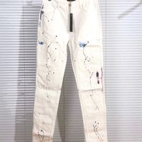 Wholesale AMIR style fw white paint coating color splash ink single knife cutting tooling jeans men s slim fit