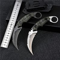 Wholesale Karambit Claw Knife D2 Fixed Blade Camping Self Defense Hunting Survival Pocket Cold Bench Steel Tactical Push Knives C07 BM42 UT85 Godfather