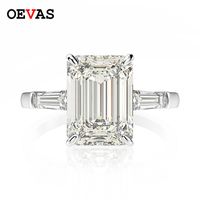 Wholesale OEVAS Sterling Silver Emerald Cut Created Moissanite Gemstone Wedding Engagement Diamonds Ring Fine Jewelry Gift
