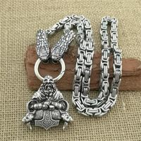 Wholesale Pendant Necklaces Viking Odin Warrior Goat Head Necklace Stainless Steel Domineering Snake King Chain Fashion Men s Jewelry